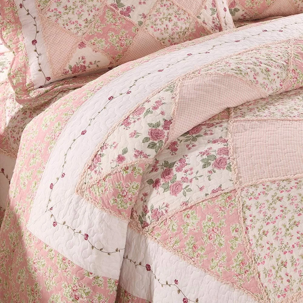 روتختی دو نفره طرح تکه دوزی شده، روتختی کینگ پنبه ای، ست روتختی و روبالشتی، طرح تکه دوزی 29، طرح تکه دوزی 24