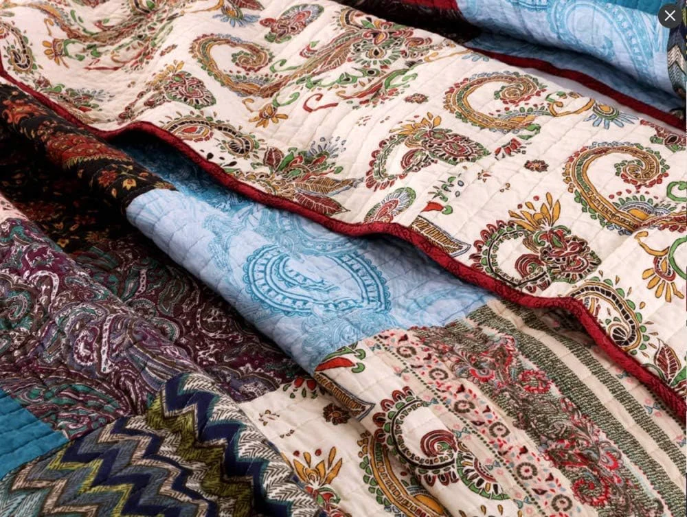 روتختی دونفره طرح تکه دوزی پنبه ای، ست روتختی و روبالشتی