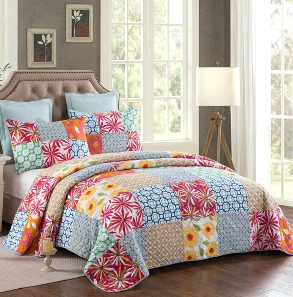 روتختی های لحافی دو نفره و بزرگ، روتختی پنبه ای تکه دوزی شده، ست روتختی، لحاف و روبالشتی، Patchwork7, Patchwork9-