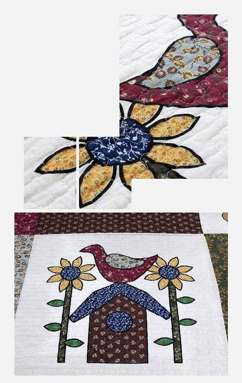 روتختی های سه تکه جی بی ام یو ال جی، روتختی های لحافی تکه دوزی شده سبک وزن، لحاف های پنبه ای با طرح هندسی، رو تختی های دو نفره میکروفیبر نرم و راحت با 2 روبالشی