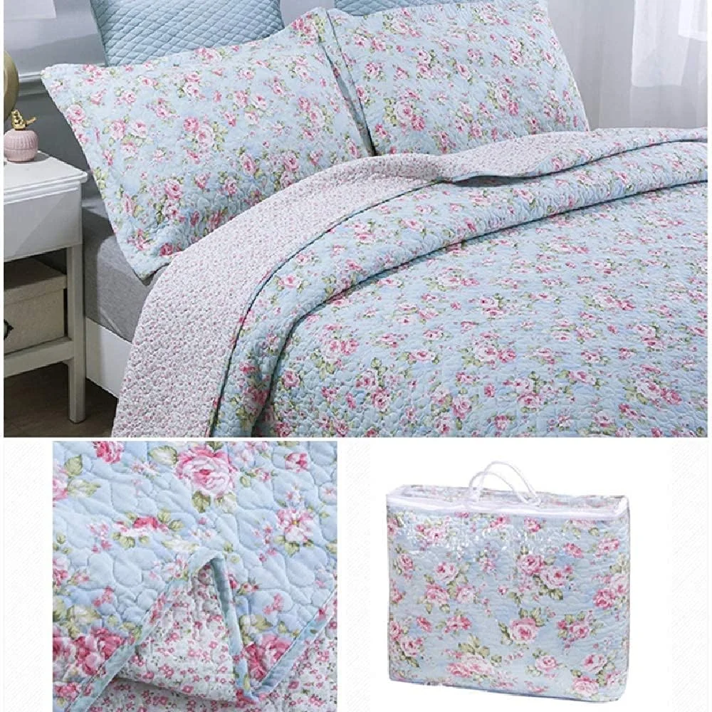 ست روتختی سه تکه طرح دار، مناسب تخت یک نفره و دو نفره، لحاف تکه دوزی شده، پنبه ای، طرح گلدار، رو بالشتی، ست ملحفه میکروفایبر، -3PCS 200×230cm ست روتختی سه تکه طرح دار، مناسب تخت یک نفره و دو نفره، لحاف تکه دوزی شده، پنبه ای، طرح گلدار، رو بالشتی، ست ملحفه میکروفایبر، -3PCS 200×230cm