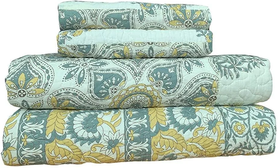 روتختی پنبه‌ای لحاف‌دار سه تکه، پتوی نرم دورو، روتختی طرح نوردیک مناسب تخت دو نفره 135/150، ابعاد 259x269 سانتی‌متر + 2 عدد روبالشتی 50x90 سانتی‌متر، 230x250 سانتی‌متر، -230x250 سانتی‌متر