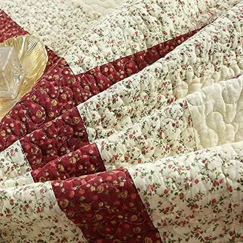 روتختی گلدوزی شده طرح گل GBMULG، ست روتختی پنبه ای سایز کینگ، ست لحاف نرم، روتختی تکه دوزی شده با 2 روبالشتی، چهار-