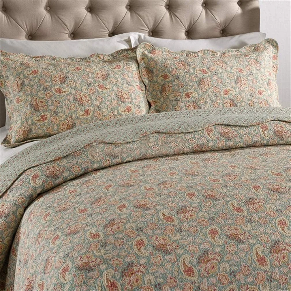 روتختی تکه دوزی شده طرح گلدار صورتی، 3 تکه، شامل یک روتختی و دو روبالشتی، ابعاد 230x250 سانتی متر