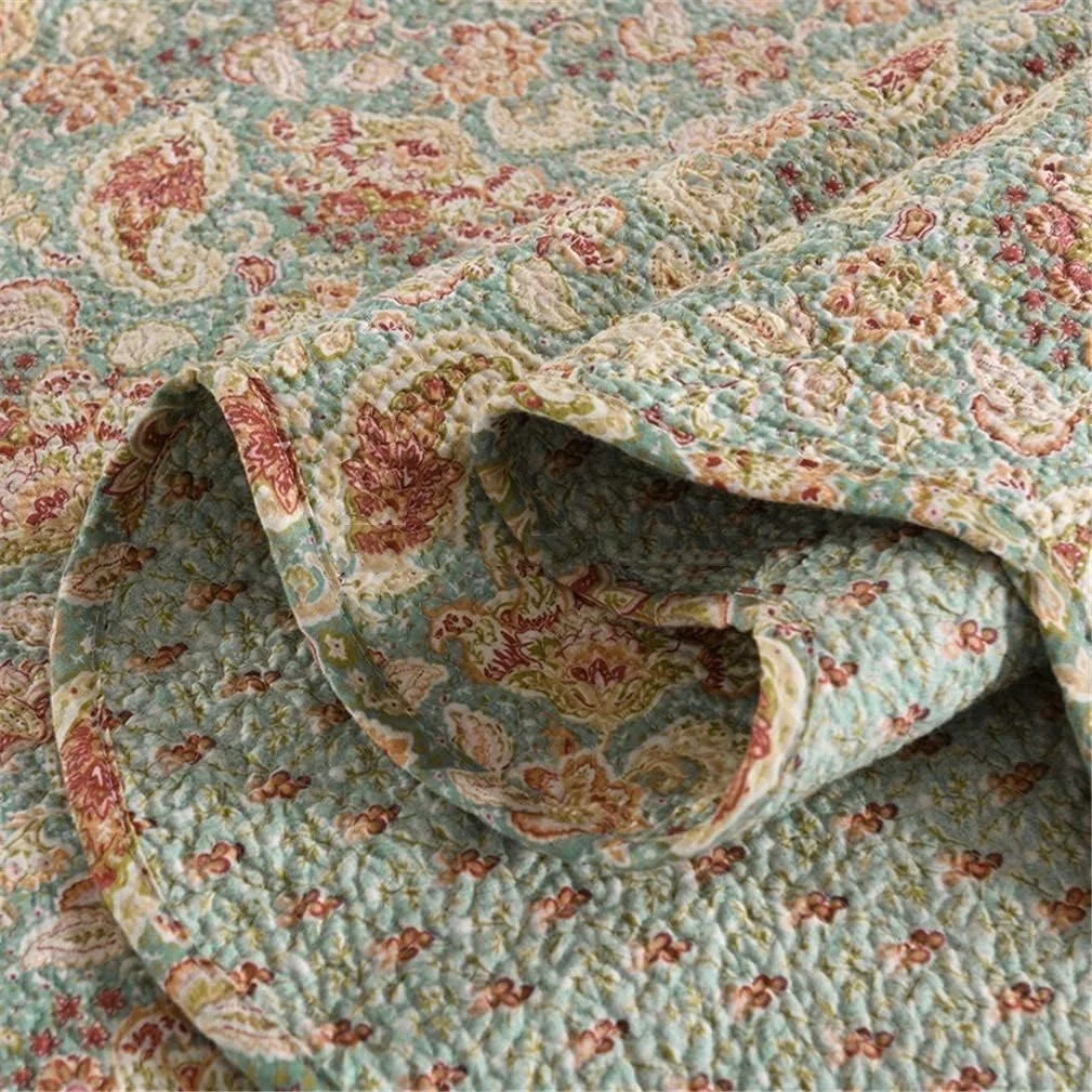 روتختی تکه دوزی شده طرح گلدار صورتی، 3 تکه، شامل یک روتختی و دو روبالشتی، ابعاد 230x250 سانتی متر