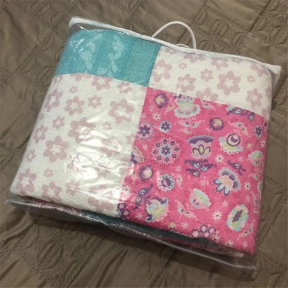 ست روتختی تکه دوزی شده سه تکه سایز کینگ 230x250 سانتی متر، لحاف پنبه ای صورتی، ست ملحفه سه تکه با 2 بالش