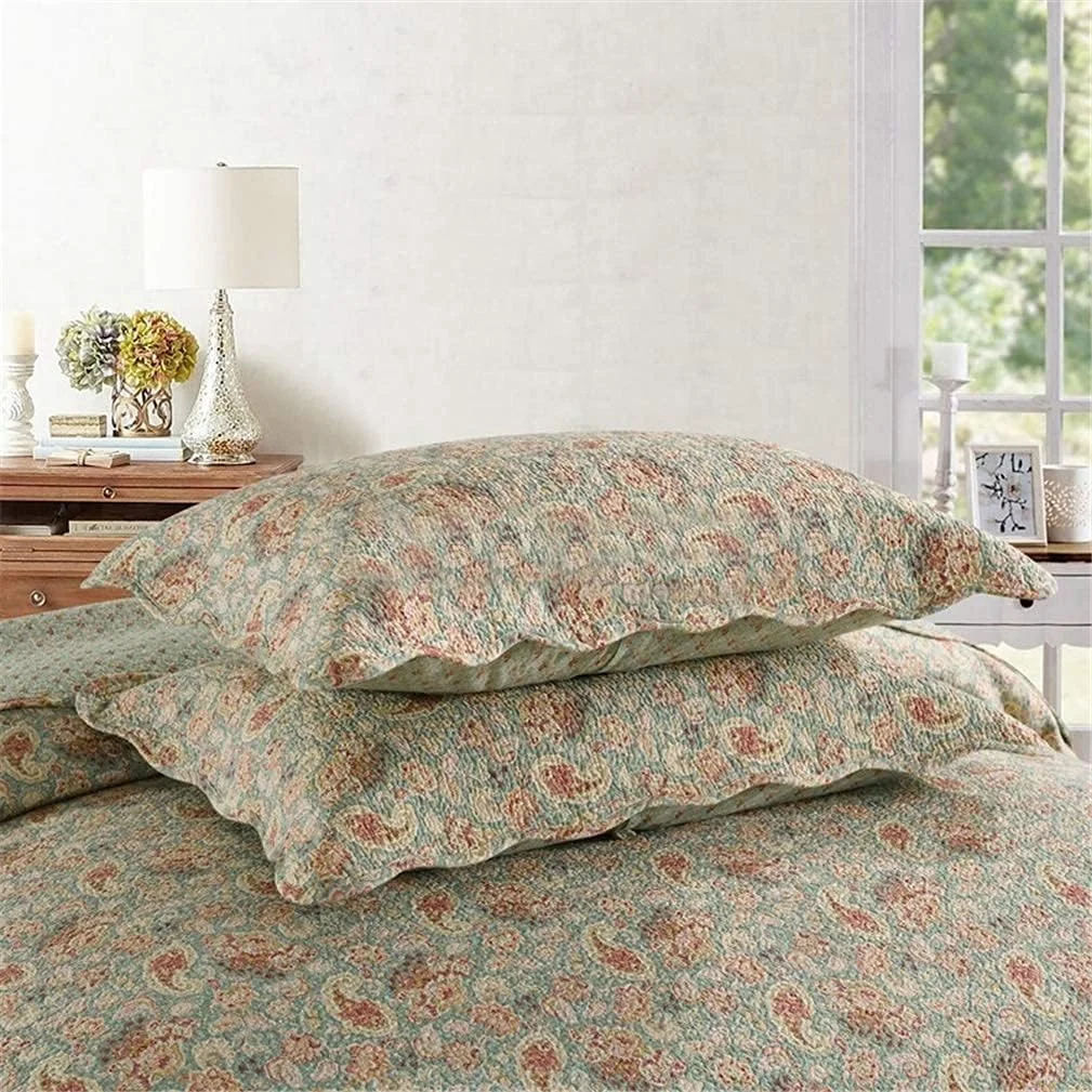 روتختی تکه دوزی شده طرح گلدار صورتی، 3 تکه، شامل یک روتختی و دو روبالشتی، ابعاد 230x250 سانتی متر