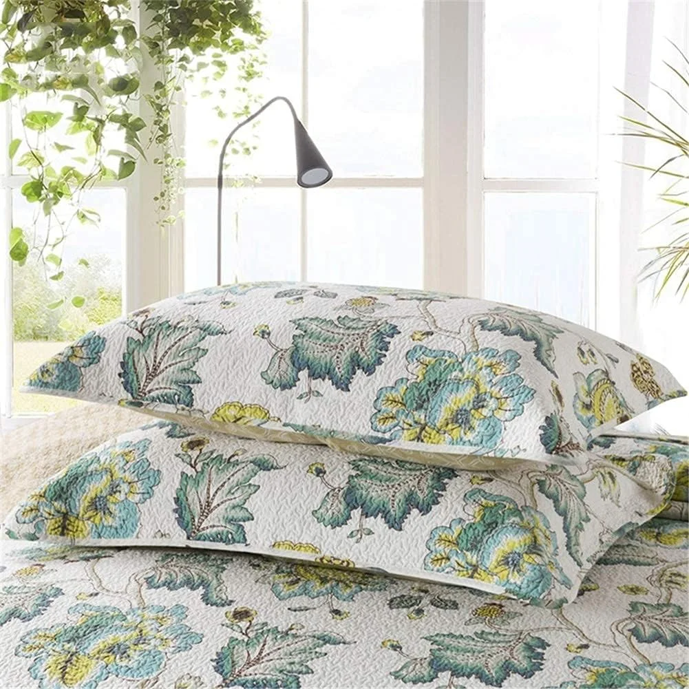 روتختی تکه دوزی شده سه تکه GBMULG سایز کینگ، پنبه ای، طرح برجسته، سبک قدیمی و شیک، لحاف گلدار سبز با 2 روبالشی، 230x250 سانتی متر روتختی تکه دوزی شده سه تکه GBMULG سایز کینگ، پنبه ای، طرح برجسته، سبک قدیمی و شیک، لحاف گلدار سبز با 2 روبالشی، 230x250 سانتی متر