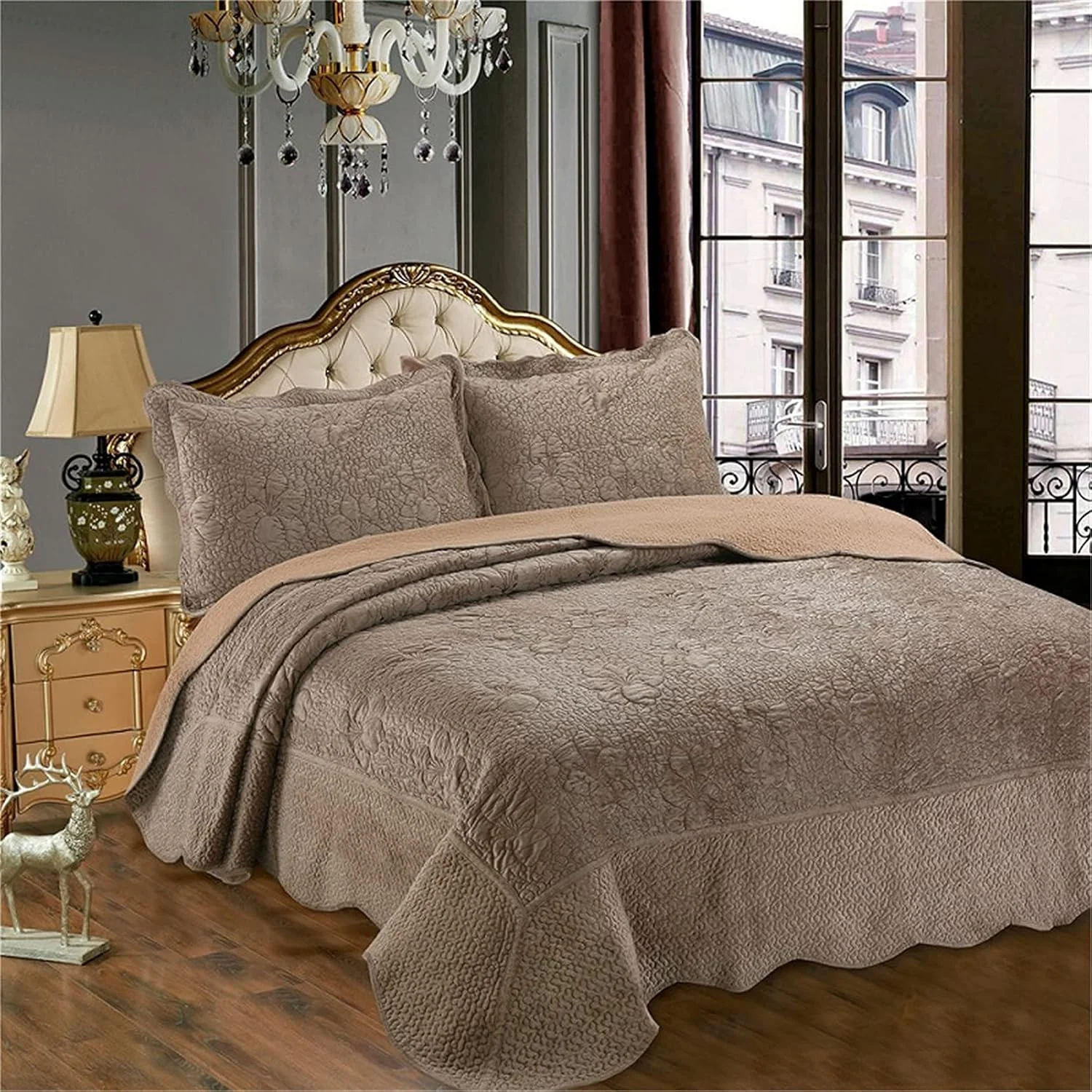 روتختی تکه دوزی شده GBMULG، روتختی لحافی 230x250 سانتی متر با 2 روبالشی، لحاف دو نفره پنبه ای تزئینی 3 تکه، B، 230 * 250 سانتی متر، A-230 * 250 سانتی متر