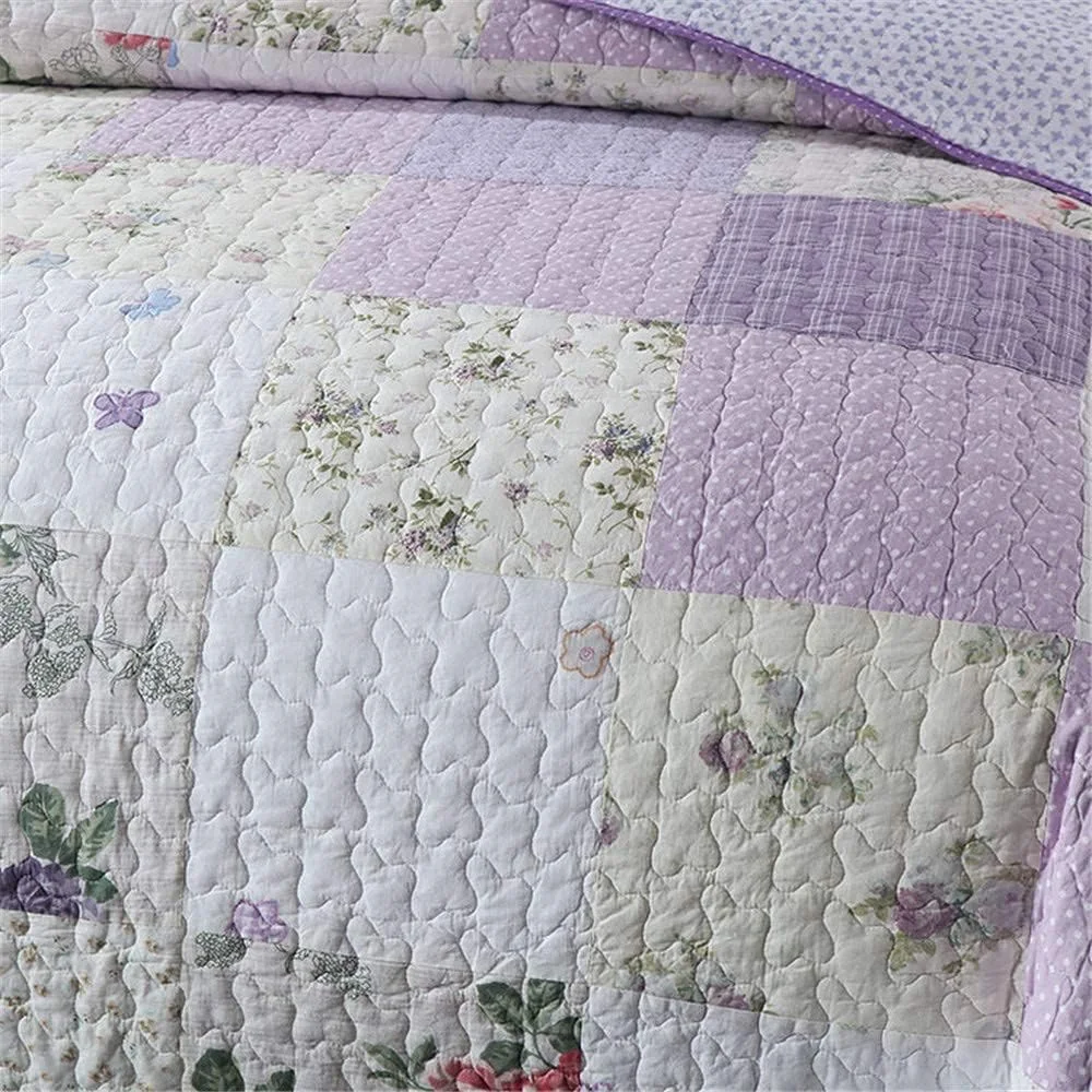 روتختی تکه دوزی شده GBMULG مناسب برای تخت 150 یا 180، لحاف بنفش پنبه ای، تکه دوزی برگشت پذیر مناسب فصل تابستان سایز کینگ روتختی تکه دوزی شده GBMULG مناسب برای تخت 150 یا 180، لحاف بنفش پنبه ای، تکه دوزی برگشت پذیر مناسب فصل تابستان سایز کینگ