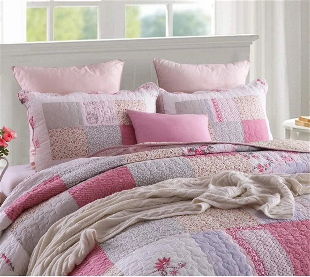 روتختی تکه دوزی شده 3 تکه پنبه ای طرح گلدار وینتیج دو رو ضد حساسیت به همراه 2 روبالشتی، 230 در 250 سانتی متر، FLORAL2، Floral2-