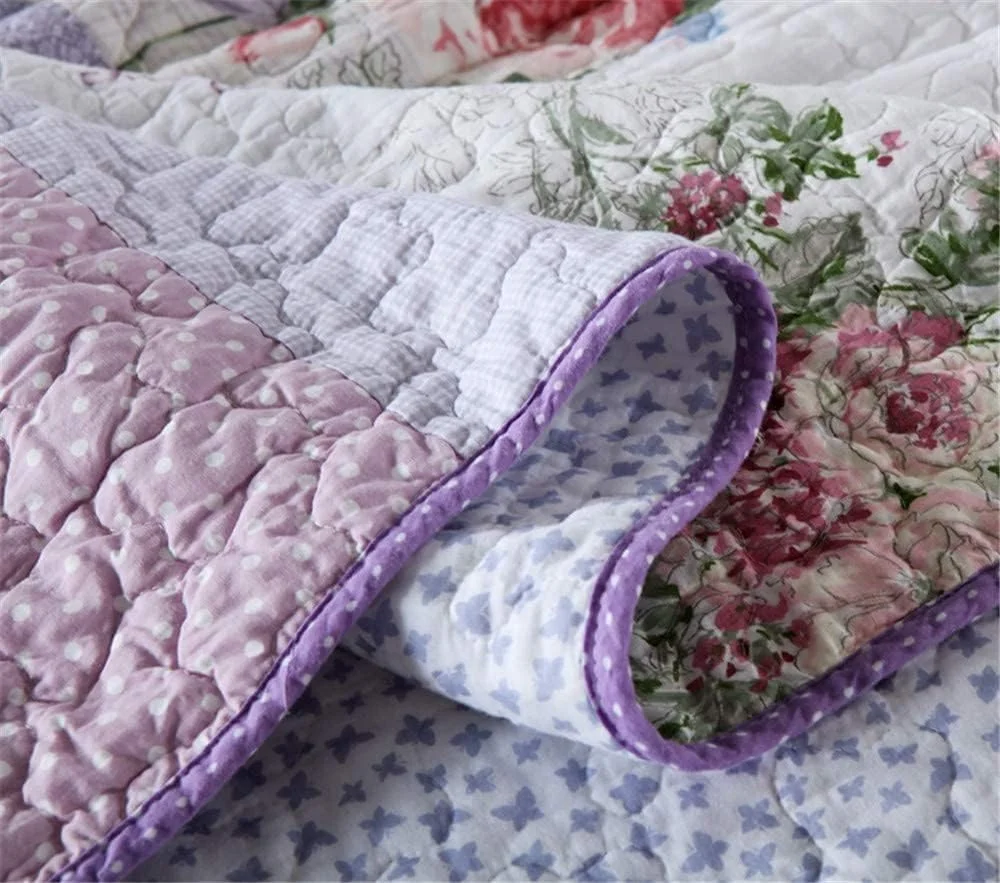 روتختی تکه دوزی شده GBMULG مناسب برای تخت 150 یا 180، لحاف بنفش پنبه ای، تکه دوزی برگشت پذیر مناسب فصل تابستان سایز کینگ روتختی تکه دوزی شده GBMULG مناسب برای تخت 150 یا 180، لحاف بنفش پنبه ای، تکه دوزی برگشت پذیر مناسب فصل تابستان سایز کینگ