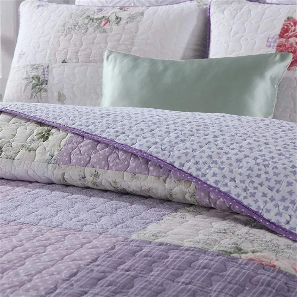 روتختی تکه دوزی شده GBMULG مناسب برای تخت 150 یا 180، لحاف بنفش پنبه ای، تکه دوزی برگشت پذیر مناسب فصل تابستان سایز کینگ روتختی تکه دوزی شده GBMULG مناسب برای تخت 150 یا 180، لحاف بنفش پنبه ای، تکه دوزی برگشت پذیر مناسب فصل تابستان سایز کینگ