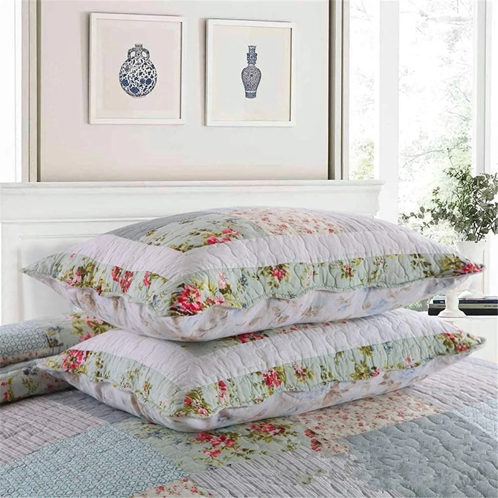 روتختی تکه دوزی شده 3 تکه پنبه ای طرح گلدار وینتیج دو رو، رو تختی و روتختی ضد حساسیت به همراه 2 روبالشتی، 230 در 250 سانتی متر، FLORAL2, Floral3-