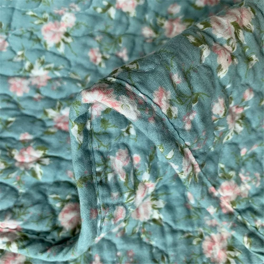 روتختی تکه دوزی شده پنبه ای، ست لحاف تکه دوزی 259x269 سانتی متر با 2 روبالشتی، پتوی بزرگ آبی روشن روکش مبل، روتختی تخت 180، 230x250 سانتی متر - 230x250 سانتی متر