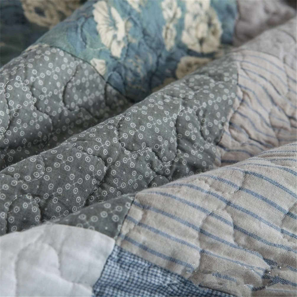 روتختی تکه دوزی شده سه تکه GBMULG، روتختی پنبه ای طرح گلدار قدیمی، روتختی لحافی دو رو، رو تختی با 2 بالش، 230 در 250 سانتی متر، FLORAL2,Floral1-