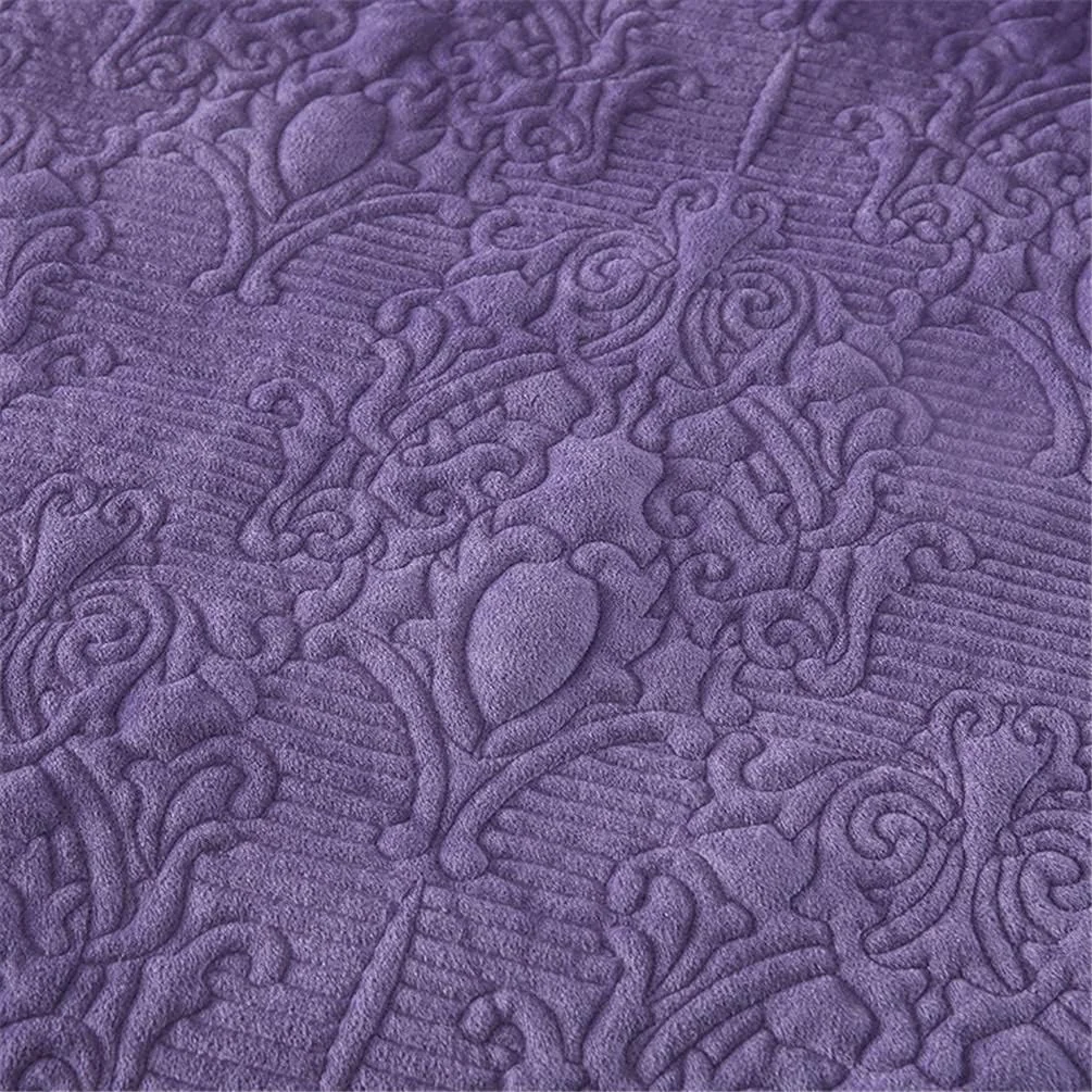 ست روتختی سه تکه پنبه ای طرح تکه دوزی، سایز بزرگ/کامل، طرح برجسته گلدار، بنفش، بنفش