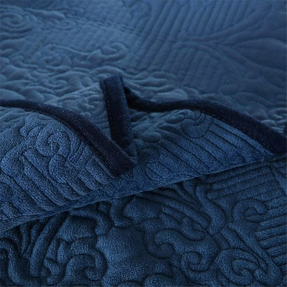 ست روتختی لحاف تکه دوزی شده پنبه ای 3 تکه، طرح برجسته گلدار، بنفش، آبی، سایز بزرگ