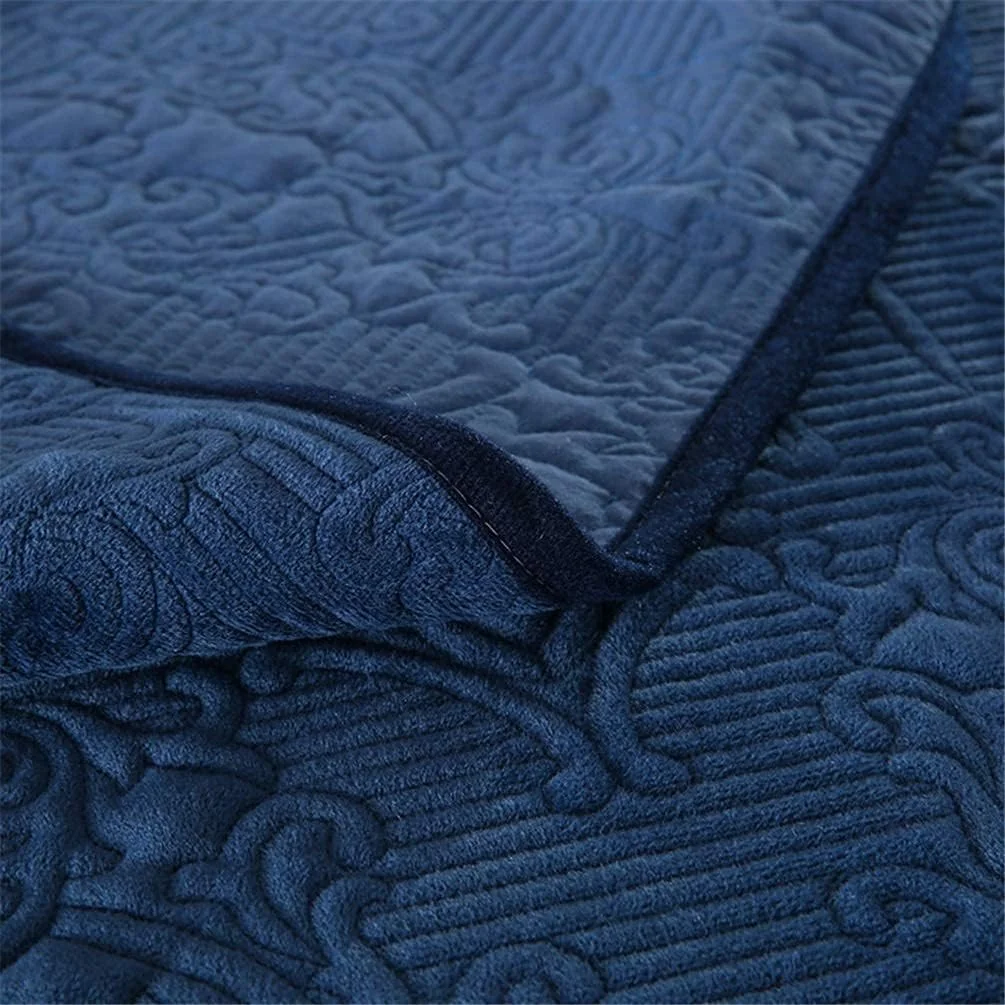 ست روتختی لحاف تکه دوزی شده پنبه ای 3 تکه، طرح برجسته گلدار، بنفش، آبی، سایز بزرگ