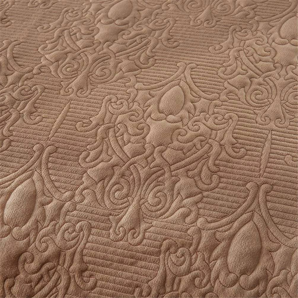 ست روتختی لحاف تکه دوزی شده پنبه ای 3 تکه، طرح گل برجسته، بنفش، قهوه ای، سایز بزرگ