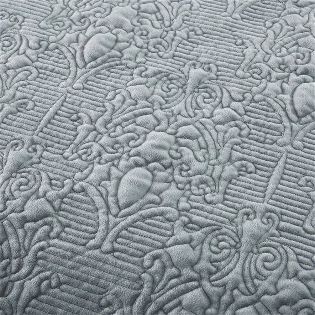 روتختی تکه دوزی شده پنبه ای سه تکه GBMULG، طرح برجسته گلدار، بنفش، خاکستری، سایز بزرگ روتختی تکه دوزی شده پنبه ای سه تکه GBMULG، طرح برجسته گلدار، بنفش، خاکستری، سایز بزرگ