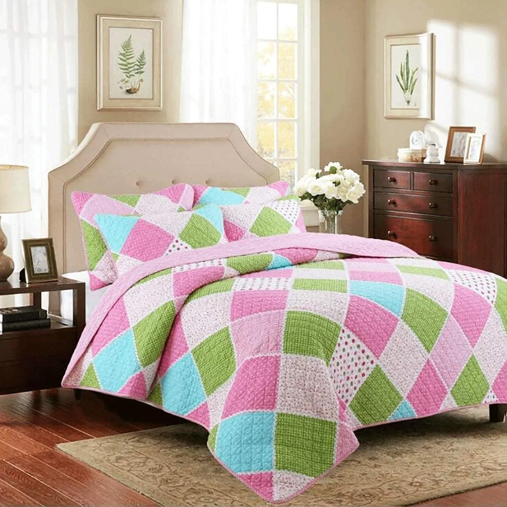 روتختی تکه دوزی شده GBMULG برای کودکان، رو تختی/پتو/روانداز چند منظوره، پنبه ای فوق العاده نرم، روکش تخت چهار فصل با روبالشی، صورتی، صورتی-180x220cm+50x70cmx1 روتختی تکه دوزی شده GBMULG برای کودکان، رو تختی/پتو/روانداز چند منظوره، پنبه ای فوق العاده نرم، روکش تخت چهار فصل با روبالشی، صورتی، صورتی-180x220cm+50x70cmx1