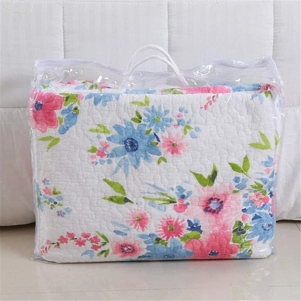 روتختی تکه دوزی شده سفید، روتختی پنبه ای، ست روتختی طرح گل، 3 تکه، پتو و روبالشتی میکروفیبر چند منظوره، 200 در 230 سانتی متر