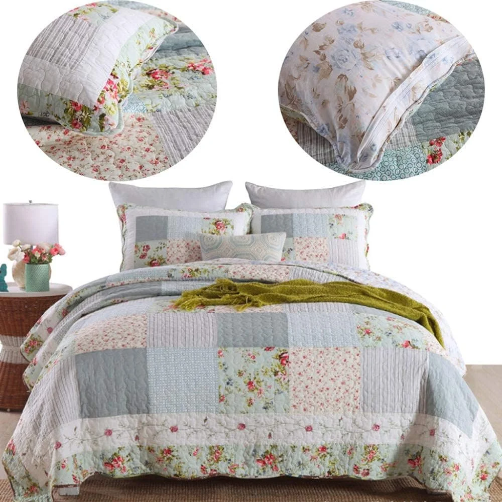 روتختی دو نفره سایز بزرگ 230X250 سانتی متر، لحاف تکه دوزی شده، ست 3 تکه شامل 1 رو تختی و 2 روبالشتی، ملحفه سبک وزن، 230X250 سانتی متر