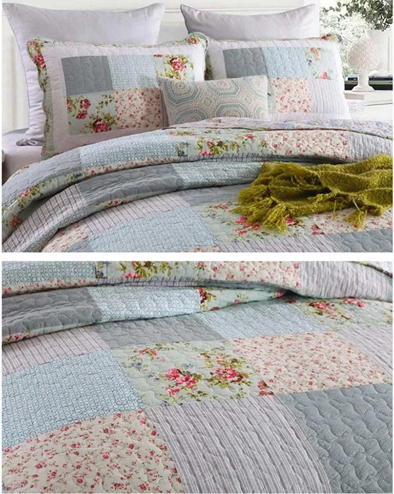 روتختی دو نفره سایز بزرگ 230X250 سانتی متر، لحاف تکه دوزی شده، ست 3 تکه شامل 1 رو تختی و 2 روبالشتی، ملحفه سبک وزن، 230X250 سانتی متر