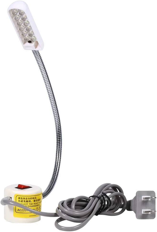 چراغ خیاطی BANKTM با 12 لامپ ال ای دی، پایه مغناطیسی، گردن انعطاف پذیر، لامپ چرخ خیاطی AC 220-250V