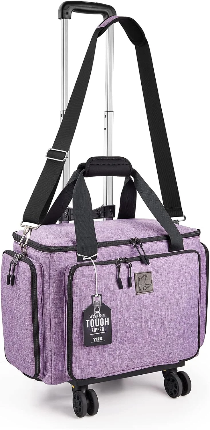 کیف چرخ خیاطی با چرخ متحرک جداشدنی، کیف چرخ خیاطی چرخ دار مناسب برای اکثر چرخ خیاطی های استاندارد و لوازم جانبی