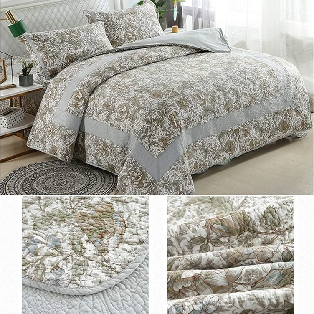 روتختی طرح‌دار، روکش تخت چاپی تکه‌دوزی شده از جنس میکروفایبر، ست روتختی لحاف پنبه‌ای، ست ملحفه تخت، ۴ تکه ۲۳۰ * ۲۵۰ سانتی‌متر