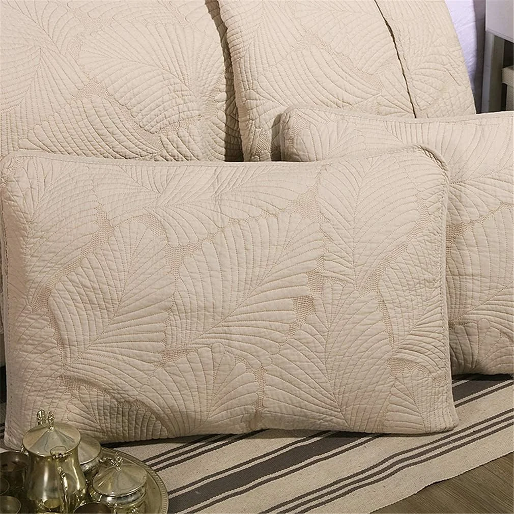 روتختی لحاف‌دوزی شده طرح گل برجسته مناسب تخت دو نفره/کینگ سایز 230 در 250 سانتی‌متر، بژ