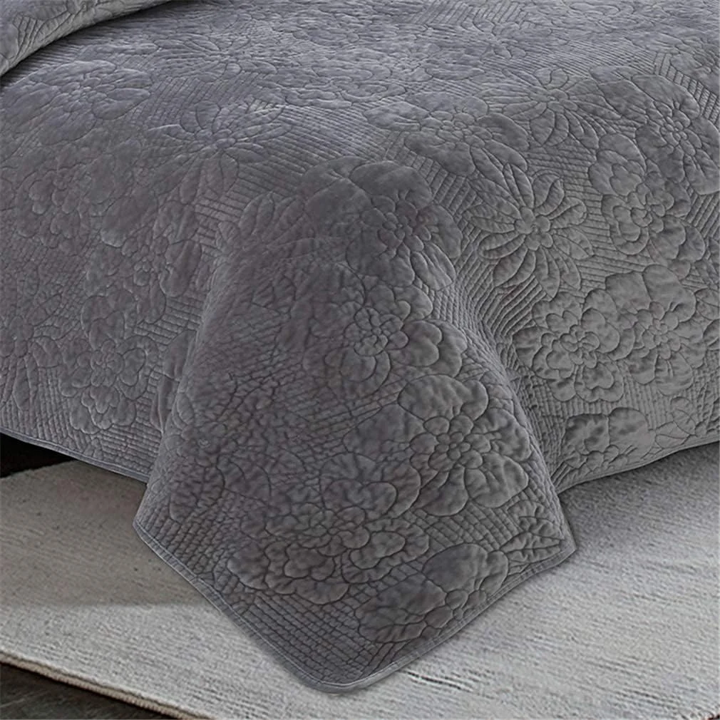 روتختی لحافی طرح گل برجسته با کیفیت هتل مناسب تخت دو نفره/کینگ سایز 230 در 250 سانتی متر، بژ، خاکستری