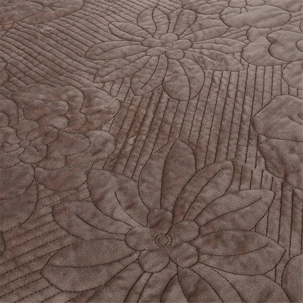 روتختی لحاف‌دوزی شده طرح گل برجسته با کیفیت هتل مناسب تخت دو نفره/کینگ سایز 230 در 250 سانتی‌متر، بژ، قهوه‌ای