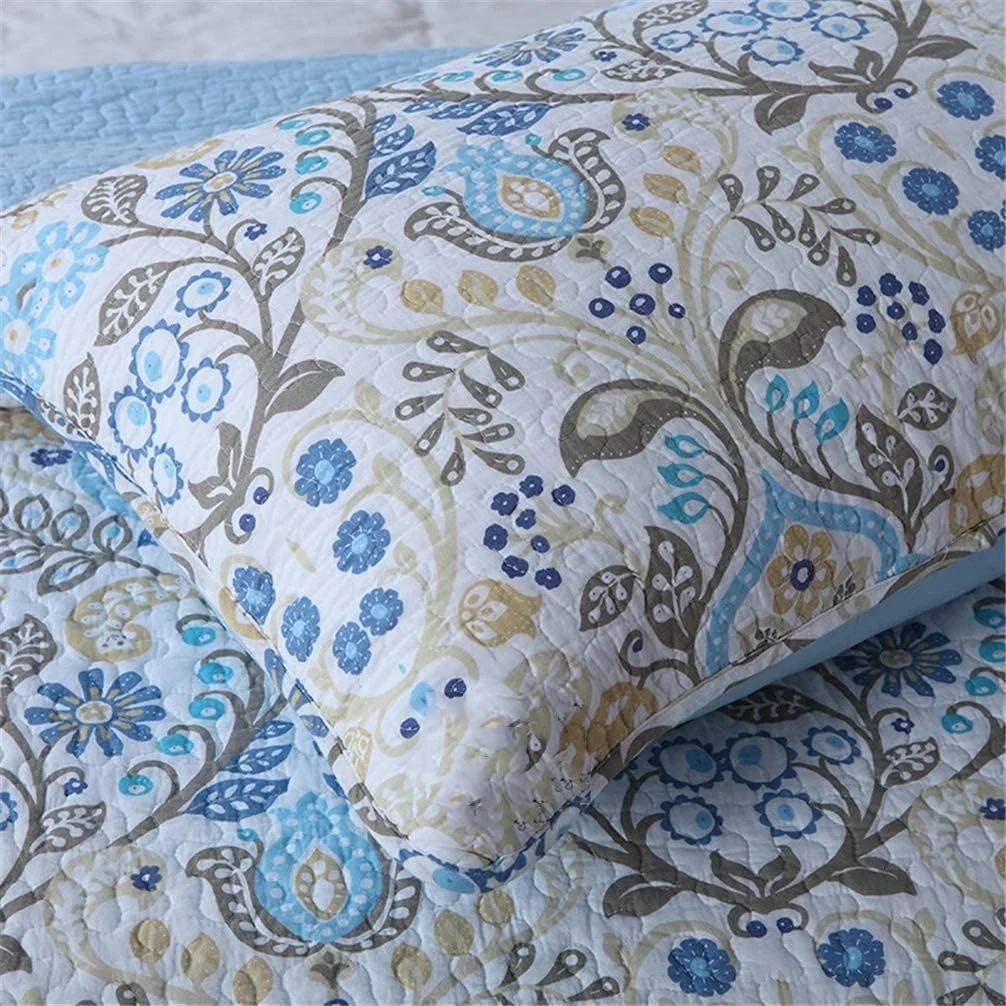 ست روتختی سه تکه طرح گلدار، سایز دو نفره بزرگ، لحاف پنبه‌ای تکه‌دوزی شده، 230 در 250 سانتی‌متر