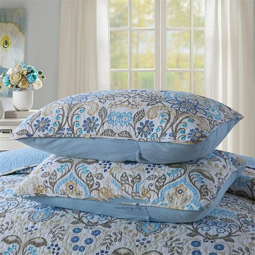 ست روتختی سه تکه طرح گلدار، سایز دو نفره بزرگ، لحاف پنبه‌ای تکه‌دوزی شده، 230 در 250 سانتی‌متر