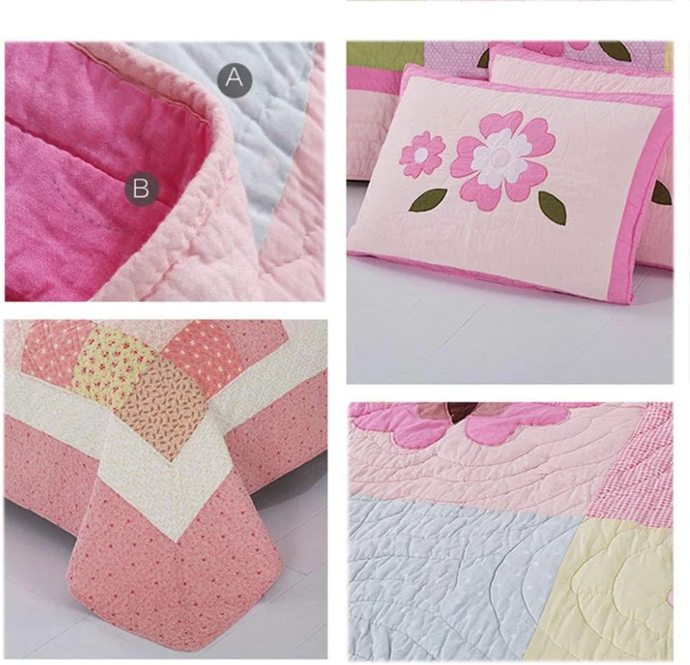 روتختی طرح‌دار دو نفره سایز کینگ، لحاف تکه‌ای چاپی 220x240 سانتی‌متر، ست رو تختی 3 تکه