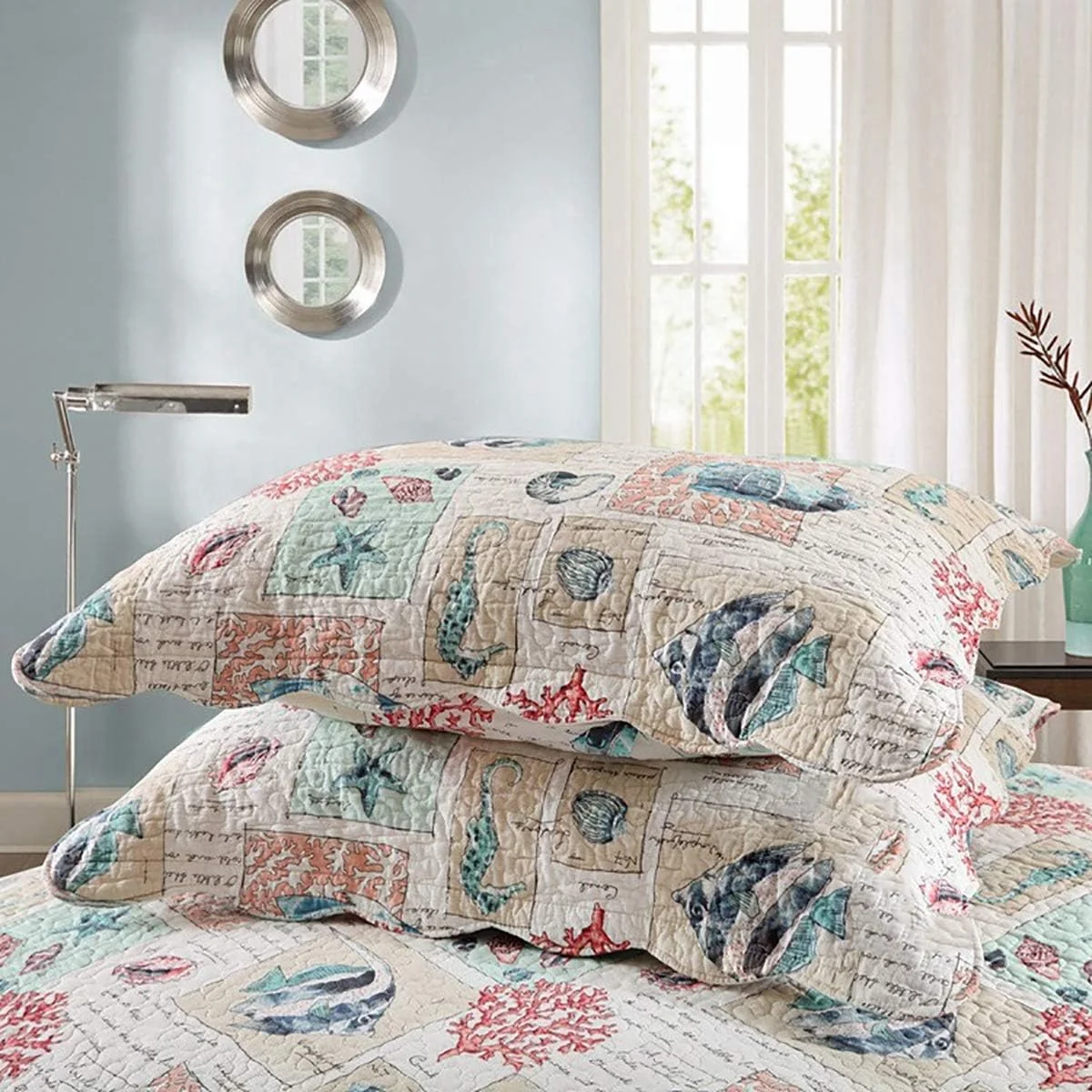 روتختی دو نفره سه تکه پنبهای طرحدار، سبک دریایی، روتختی قابل شستشو و راحت برای تابستان، B، 230 در 250 سانتیمتر، B-230 * 250cm روتختی دو نفره سه تکه پنبهای طرحدار، سبک دریایی، روتختی قابل شستشو و راحت برای تابستان، B، 230 در 250 سانتیمتر، B-230 * 250cm