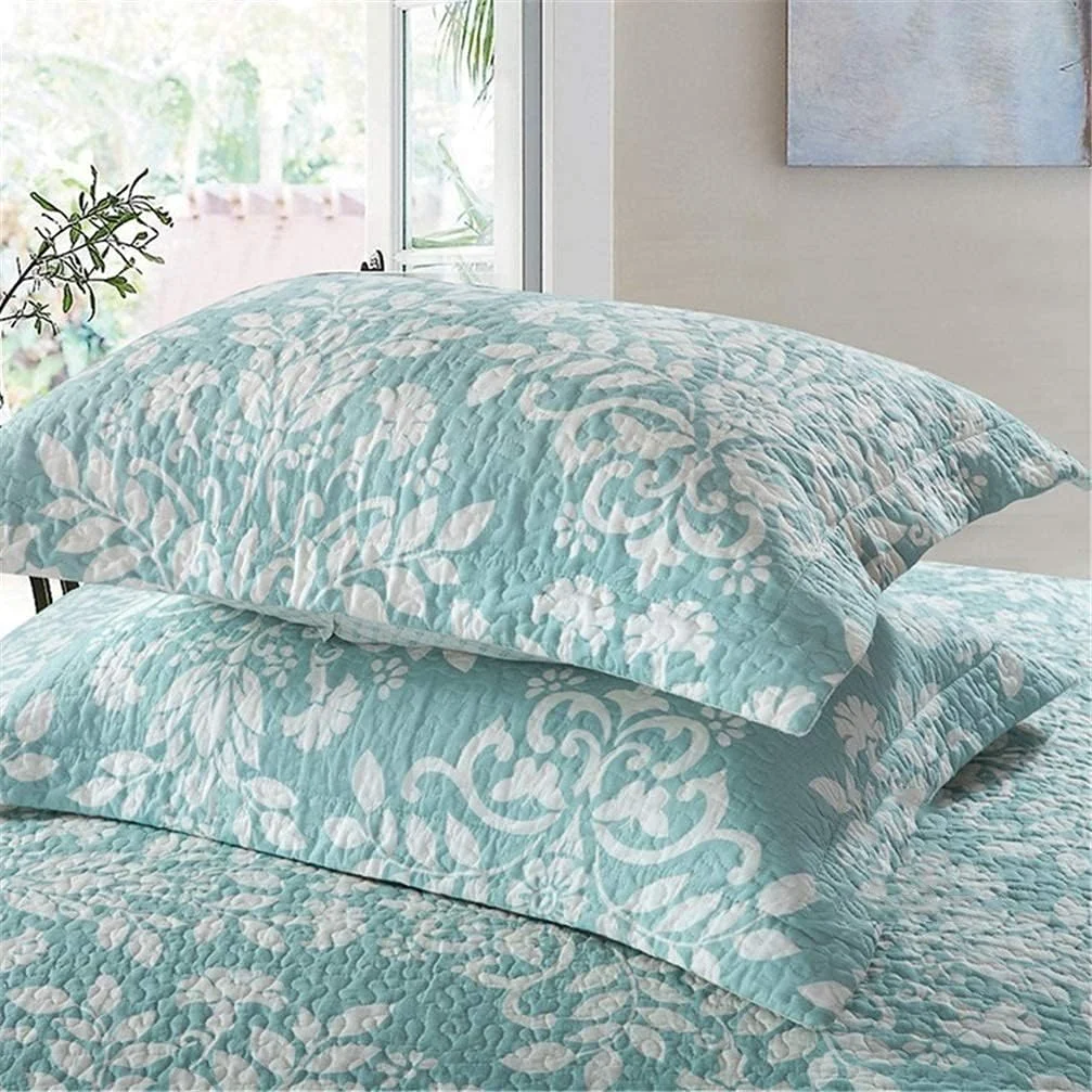 روتختی پنبه ای GBMULG، ست 3 تکه لحاف تکه دوزی برگشت پذیر، روتختی نرم مناسب تخت 135/160 دونفره 230x270 سانتی متر + 2 عدد روبالشتی 50x70 سانتی متر، سبز، سبز