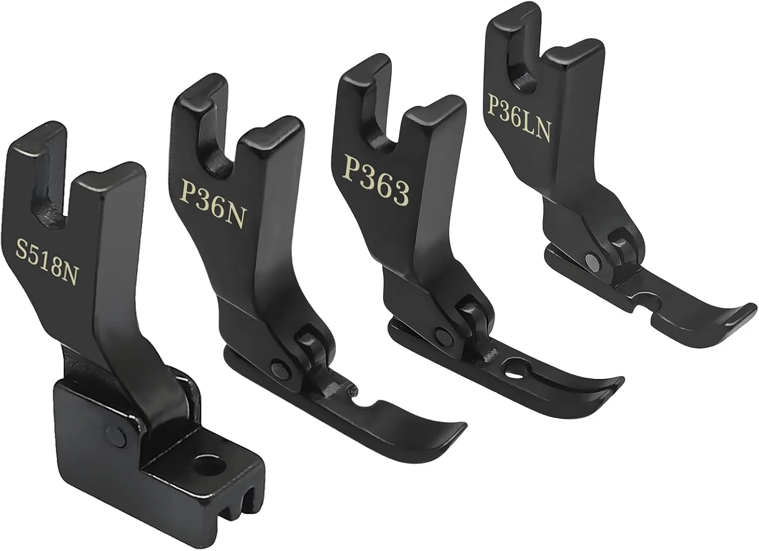ست 4 عددی پایه زیپ دوزی تمام فولادی مشکی آنتی استاتیک Fbshicung مدل #P363+S518N+P36N+P36LN برای چرخ خیاطی صنعتی سینگر برادر ژوکی DDL-555