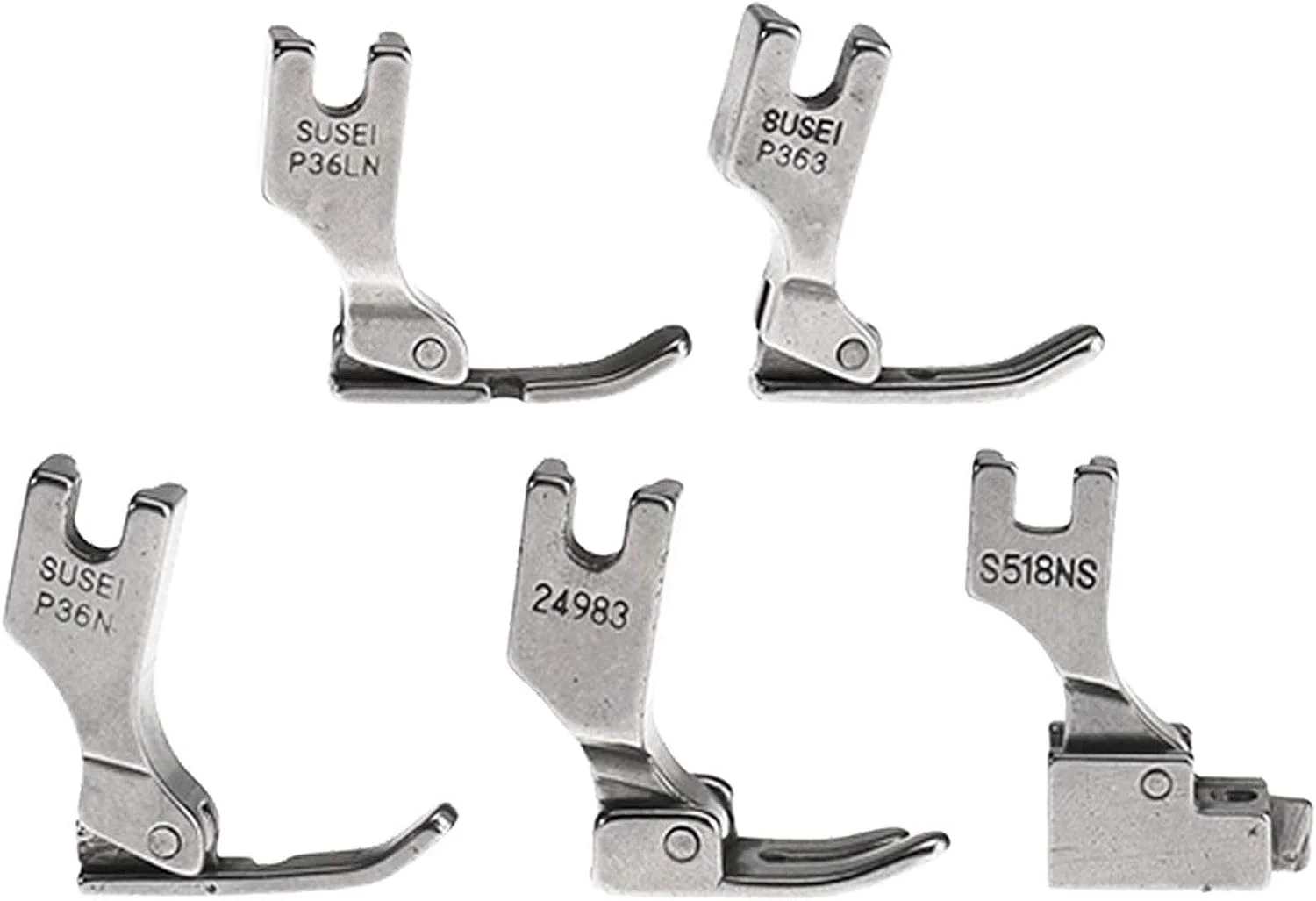 پایه های دوخت صنعتی 5 عددی ENET، پایه های باریک لبه چپ، راست و وسط زیپ S518NS P36LN P36N P35 P363 فولادی لولایی برای Juki BROTHER