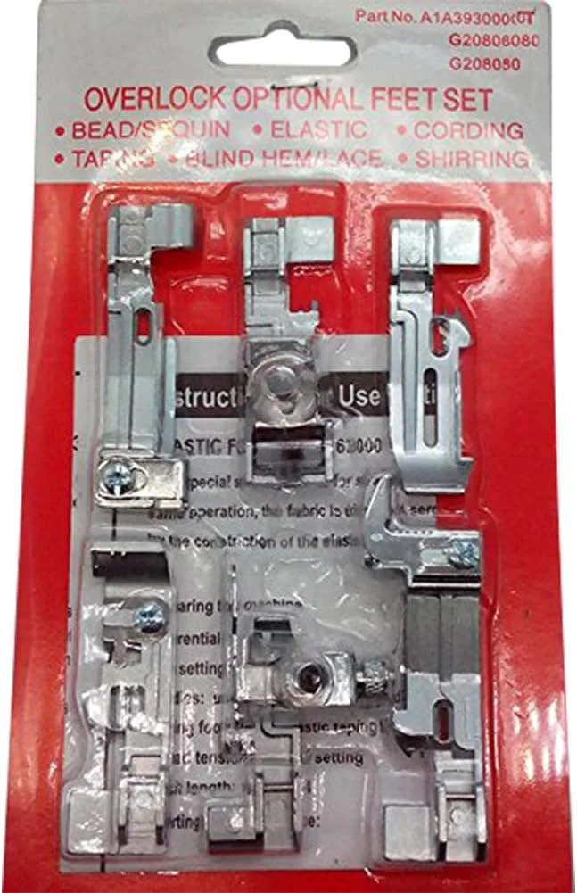 مجموعه 6 عددی پایه های سردوز اورلاک HONEYSEW برای چرخ های خیاطی سینگر QuantumLock مدل های 14T948، 14T957، 14T967، 14T968 و Juki Lock مدل های MO-50E و MO-51E (بسته بندی بلیستر)