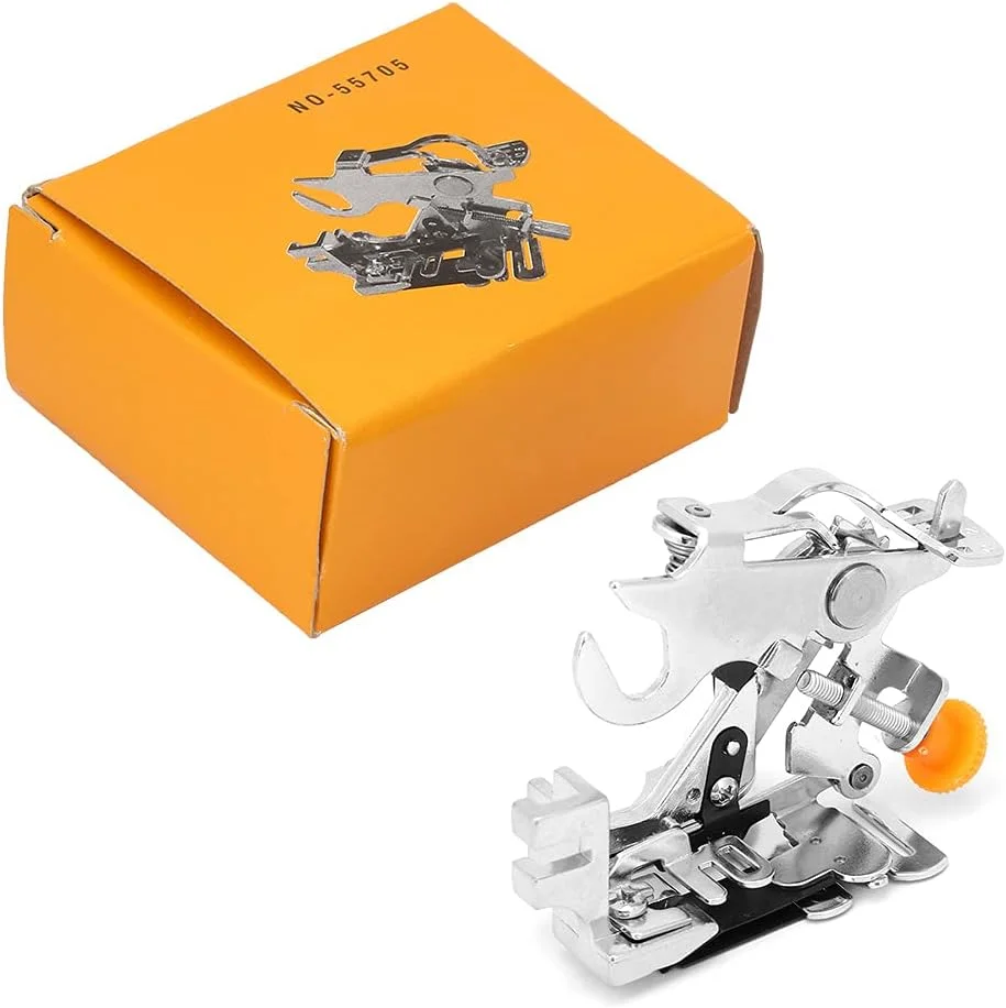 پایه چین‌دار، پایه چرخ خیاطی خانگی 55705 به همراه استوانه قفل‌شونده برای چرخ‌های خیاطی با ساق کوتاه سینگر، برادر، بیبی‌لاک، وایکینگ، ژانومه و کنمور (پایه چین‌دار در جعبه زرد)