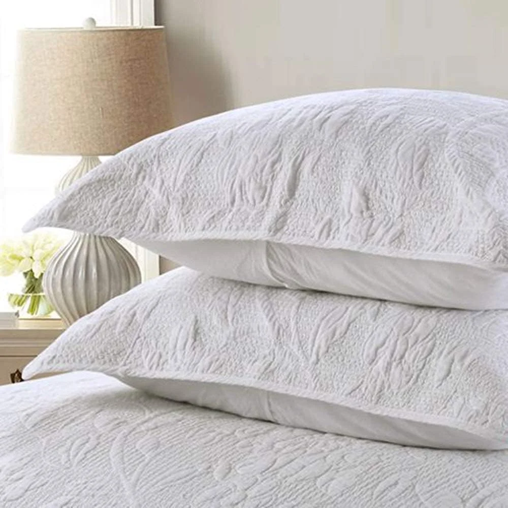 ست روتختی سه تکه پنبه ای رنگ ثابت با گلدوزی، رو تختی 230cm250cm، لحاف و روبالشی سایز کینگ، سفید-230cm250cm (بژ کینگ 230cm*250cm)