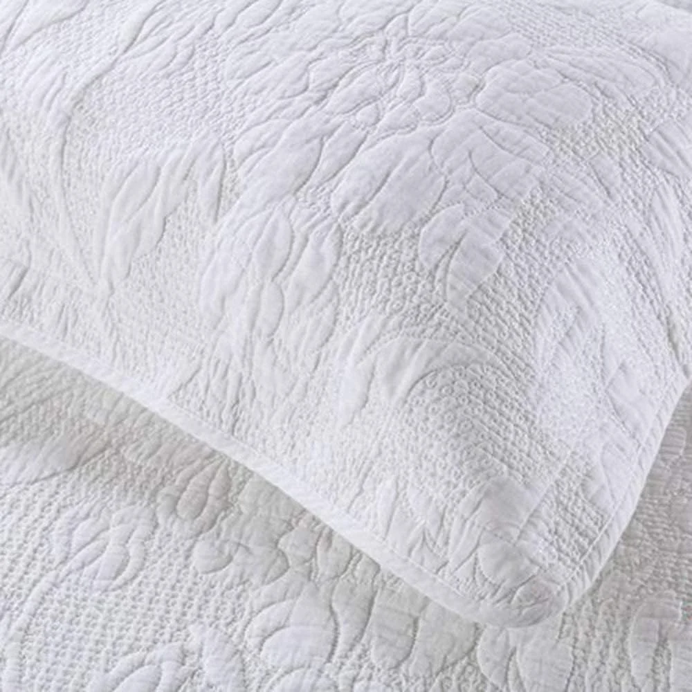 ست روتختی سه تکه پنبه ای رنگ ثابت با گلدوزی، رو تختی 230cm250cm، لحاف و روبالشی سایز کینگ، سفید-230cm250cm (بژ کینگ 230cm*250cm)