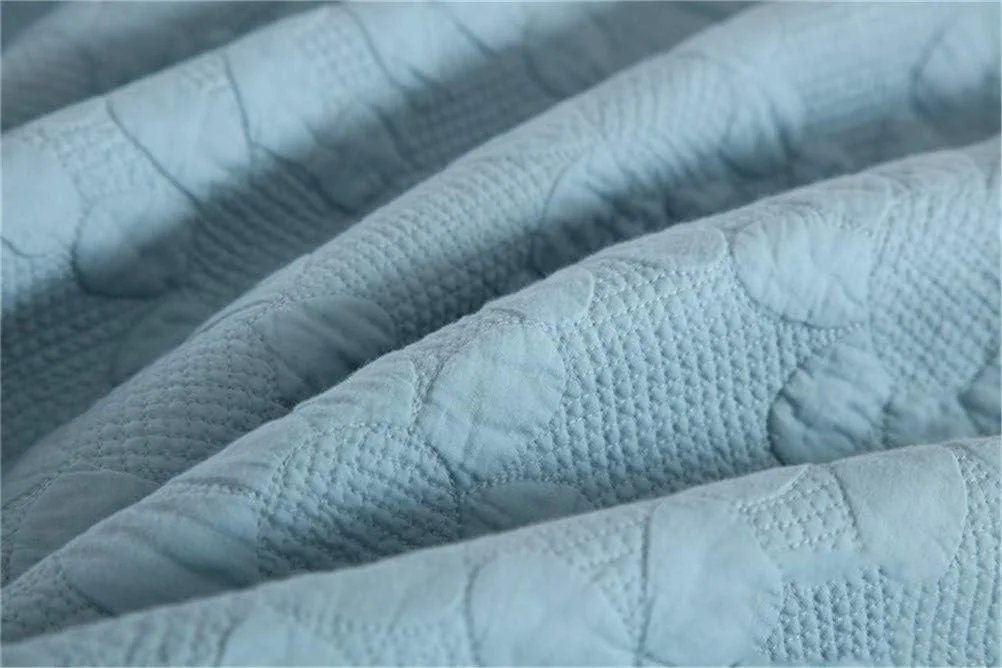 ست روتختی سه تکه پنبه شسته شده با طرح گلدوزی، لحاف و رو تختی به همراه روبالشتی، روکش تخت سبک وزن مناسب تمام فصول، سایز 230×250 سانتی متر، آبی