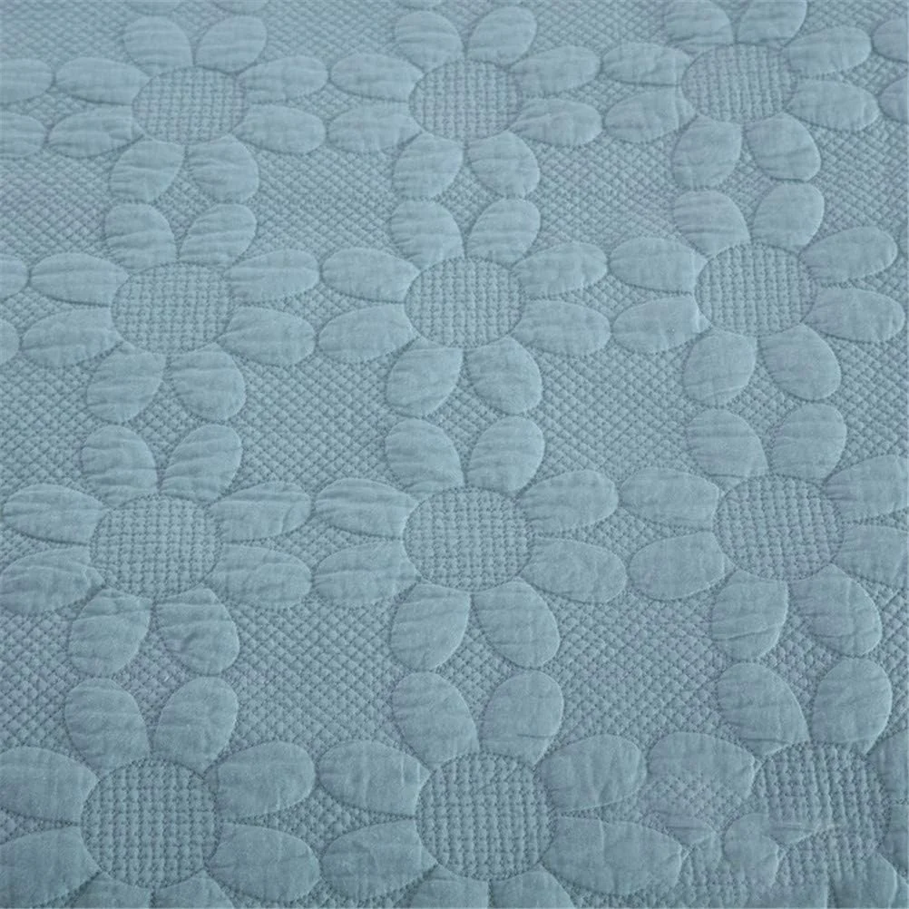 ست روتختی سه تکه پنبه شسته شده با طرح گلدوزی، لحاف و رو تختی به همراه روبالشتی، روکش تخت سبک وزن مناسب تمام فصول، سایز 230×250 سانتی متر، آبی