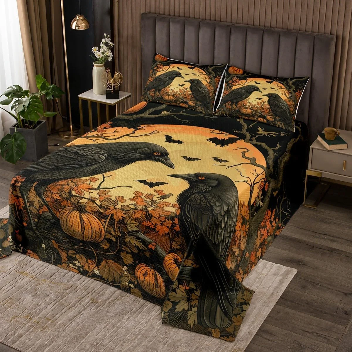 روتختی مشکی طرح کلاغ، سایز کوئین، طرح برگ افرا و کدو تنبل، ست روتختی طرح خانه روستایی، دکور اتاق دخترانه پسرانه زنانه، روتختی لحافی طرح پاییز مبارک، لحاف روتختی قهوه ای طرح قدیمی، 2 روبالشتی روتختی مشکی طرح کلاغ، سایز کوئین، طرح برگ افرا و کدو تنبل، ست روتختی طرح خانه روستایی، دکور اتاق دخترانه پسرانه زنانه، روتختی لحافی طرح پاییز مبارک، لحاف روتختی قهوه ای طرح قدیمی، 2 روبالشتی