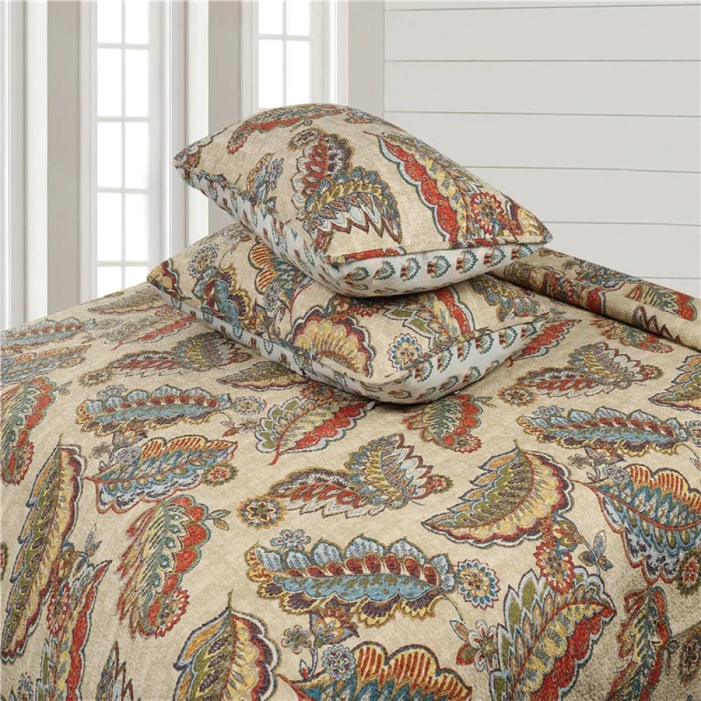 ست روتختی پنبه‌ای طرح‌دار سایز کینگ، سبک و گرم، شامل روتختی طرح برجسته و دو روبالشتی، ابعاد 230X250 سانتی‌متر
